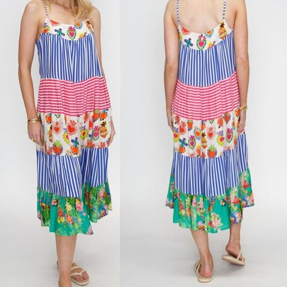 Ruby Yaya Amore Maxi Sundress Womens S Multi‎ Tiered Multi Patterns Rhinestones - Picture 1 of 14